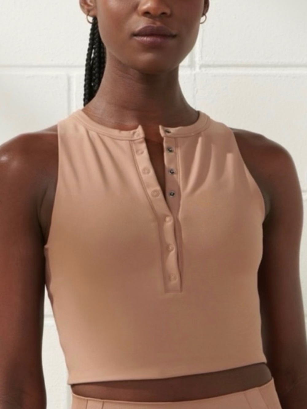 Abercrombie & Fitch YPB SculptLUX Button-Front Crop Top – Size Small